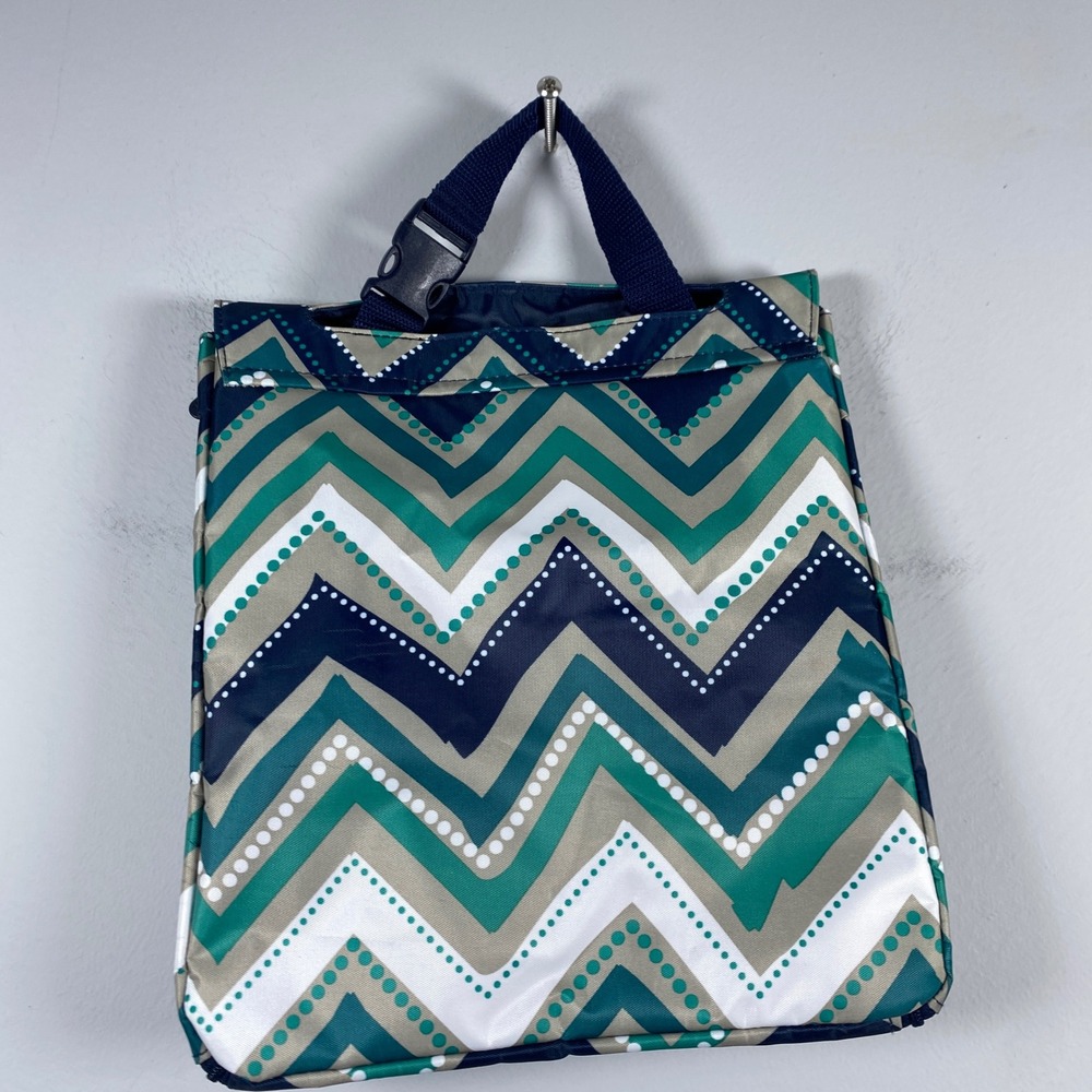 Thirty-One Hanging Jewelry Traveler Organizer Dotty Chevron Cosmetic Case Cruise